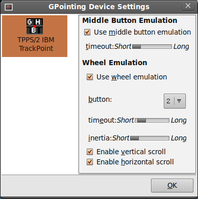 GPointing Device Settings